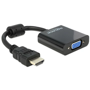 Delock Adapter HDMI-A-dugós csatlakozó > VGA-csatlakozóhüvely fekete