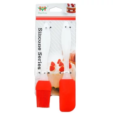 Szilikonos étel ecset + kenőlapát készlet 19cm