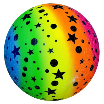 Szivárványos csillagos gumilabda 14cm 70994