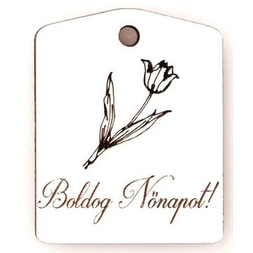 Feliratos fa tábla boldog nőnapot 5x4cm 5db fehér MT9-31