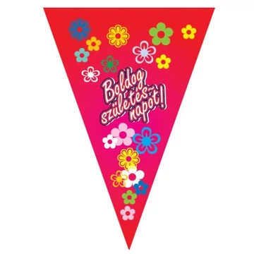 Piros boldog szülinapot feliratos party zászló