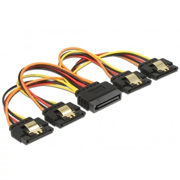 Delock 15 pin-es SATA kábel bemeneti > 15 pin-es SATA tápcsatlakozó kimeneti 4 x egyenes 15 cm