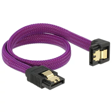 Delock SATA cable 6 Gb/s 30 cm down / straight metal purple Premium