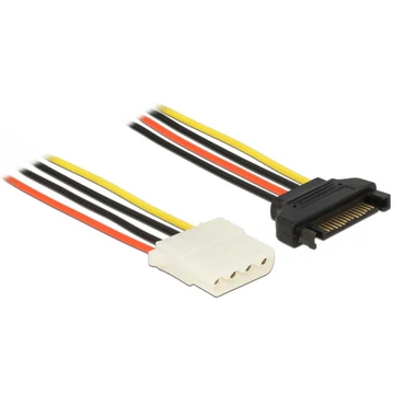 Delock tápkábel SATA 15 tűs apa > 4 tűs anya 20 cm