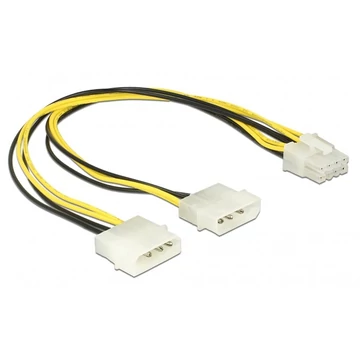 Delock Tápkábelt 2 x 4 tűs Molex apa csatlakozó > 8 érintkezős EPS dugó 30 cm
