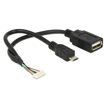 Delock Cable USB 2.0 pin header female 1,25 mm 8 pin > USB 2.0 Type-A female + USB 2.0 Type Micro-B