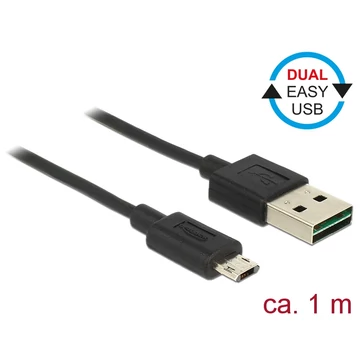 Delock Kábel, EASY-USB 2.0-s A-típusú csatlakozódugó > EASY-USB 2.0-s Micro-B típusú csatlakozódugó,