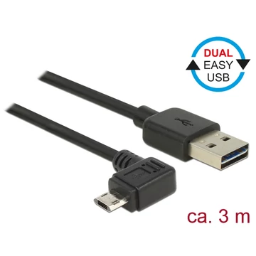 Delock Kábel, EASY-USB 2.0-s A-típusú csatlakozódugó > EASY-USB 2.0-s Micro-B típusú csatlakozódugó,