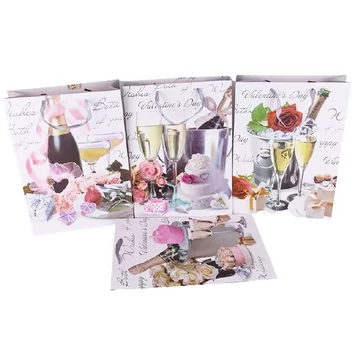 Nagy virágos ajándék tasak Valentin-napos változatban 30x42x12cm 277815