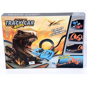 Dinoszauruszos versenypálya hátrahúzós autóval