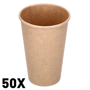 Eldobható papír pohár 3,3dl 80mm 50db 76433 kraft barna 330ml