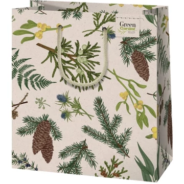Növény mintás közepes méretű prémium ajándéktáska 18x23x10cm-es