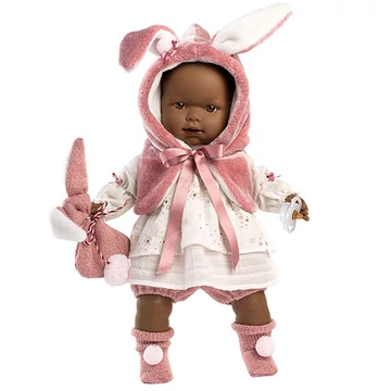 Llorens: Nicole 42cm-es síró baba nyuszis mellényben (42646)