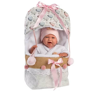 Llorens: Mimi újszülött 40cm-es síró kislány baba pólyában (74024)