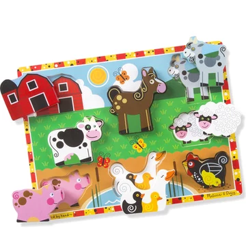 Farm állatos vastag fa formapuzzle 8 elemmel - Melissa & Doug