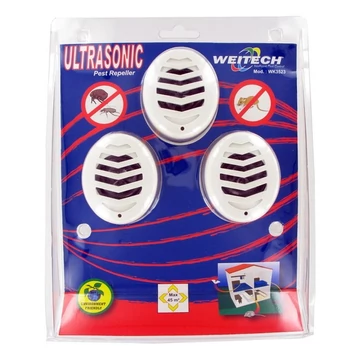 Weitech Ultrahangos kártevő riasztó 45m2, 3db/csomag /hálózatról működik (WK3523)