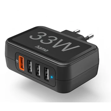 Hama FIC E3 hálózati töltő usb 4x (1xqc3.0, 3xusb-a), 33w (201629)
