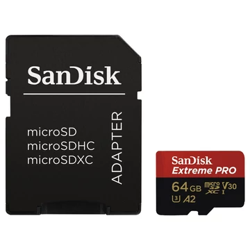 Sandisk microsd extreme pro kártya 64gb, 200/90 mb/s, a2 c10 v30 uhs-i u3 (214503)