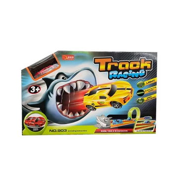 Cápás fluoreszkálós katapult autópálya 1db kisautóval