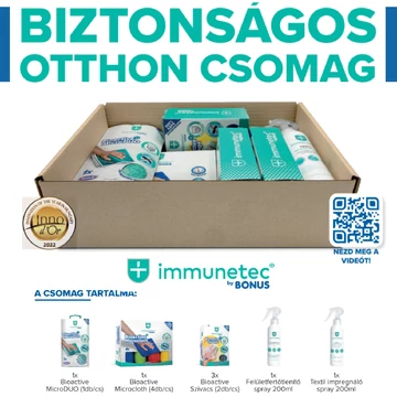 Bonus Eco Safe Home Pack immunetec takarítószer csomag tisztítószerekkel és takarító eszközökkel