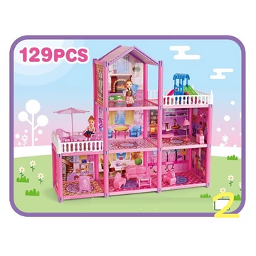 Építsd magad! babaház babával és kiegészítőkkel 129db-os játékszett