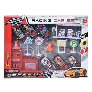 Fast Speed 6db-os graffiti hátrahúzós kisautó szett kiegészítőkkel