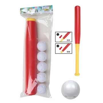 Piros műanyag baseball ütő szett labdákkal 56cm