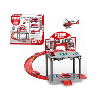 Tűzoltóállomás parkolóház játékszett kisautókkal