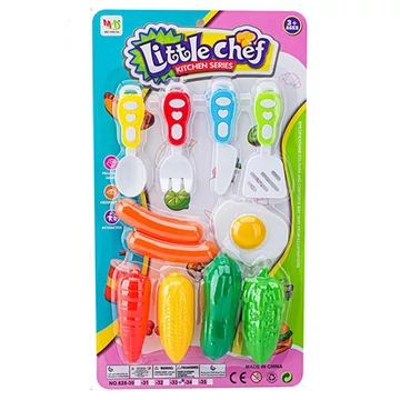 Little Chef élelmiszer szett zöldséggel és evőeszközökkel