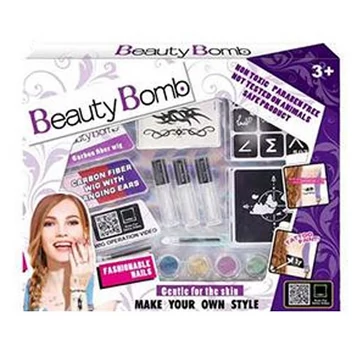 Beauty Bomb Tini nagy csillámtetkó szett színes hajtinccsel