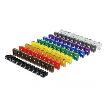 Delock 100 db. különböző színű kábel jelölő csat 0-9 számjelöléssel