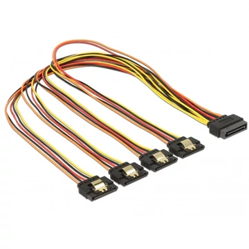 Delock 15 pin-es SATA kábel > 15 pin-es SATA tápcsatlakozó kimeneti 4 x egyenes 50 cm