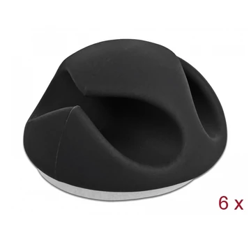 Delock Kábeltartó 2 kábelrendezővel 6 darabos készlet fekete