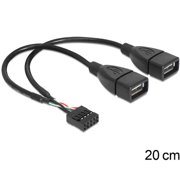 Delock USB 2.0 A típus, 2 x anya - pin fejes kábel