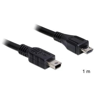 Delock USB 2.0 micro-B apa> USB mini apa kábel, 1 m