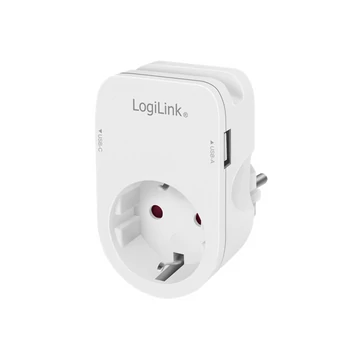 Logilink Aljzatadapter tartóval, 1x CEE 7/3, 1x USB-A, 1x USB-C