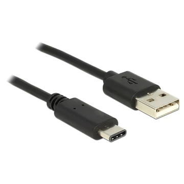 Delock USB 2.0-s kábel A-típusú csatlakozódugóval > USB C típus 2.0 csatlakozódugóval, 0,5 m, fekete