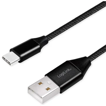 Logilink USB 2.0 Cable, AM to USB-C, black, 0.3m
