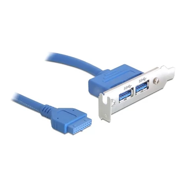 Delock kivezetés USB 3.0 pin header 19 pin 1 x belső > 2 x USB 3.0-A anya külső low profile