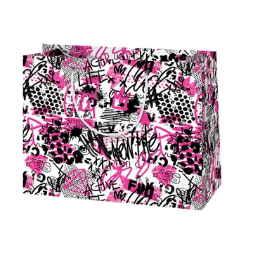 Csajos Graffiti mintás közepes méretű ajándéktáska 18x22,7x10cm