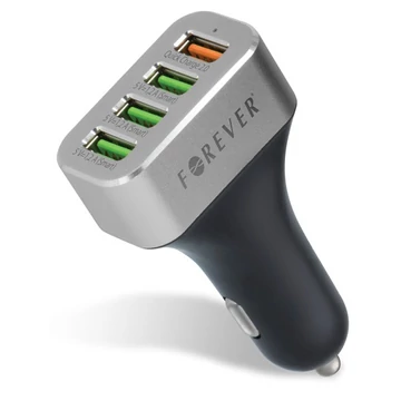 Forever Autós gyorstöltő 4x USB, 30 W, fekete