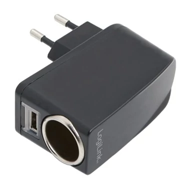 LogiLink Hálózati töltő, USB port és szivargyújtó, 1000mA