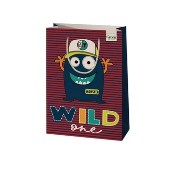 Green Grass Wild One szörnyecskés nagyméretű ajándéktáska 24x9x34cm