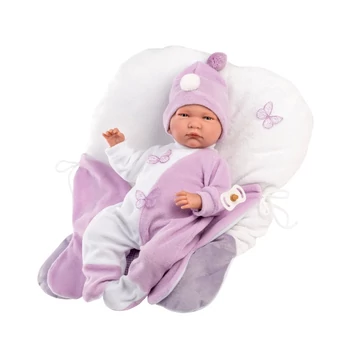 Llorens: Lalo Llorón 42cm-es síró újszülött baba pillangó formájú pólyában