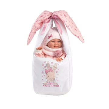 Llorens: Nica 40cm-es újszülött baba nyuszis hordozóval