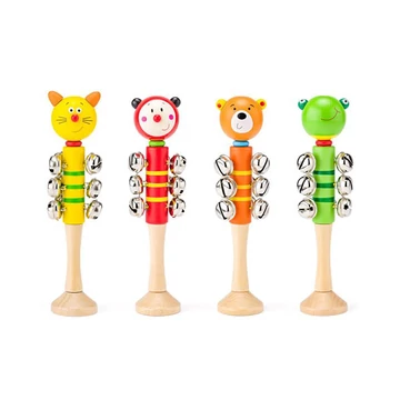 Állatfejes fa nyeles csörgő többféle változatban 1db - Woodyland