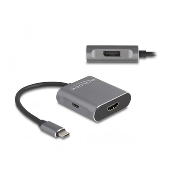 Delock USB Type-C  elosztó (DP Alt Mode) - 1 x HDMI + 1 x DisplayPort MST USB Type-C  PD-vel