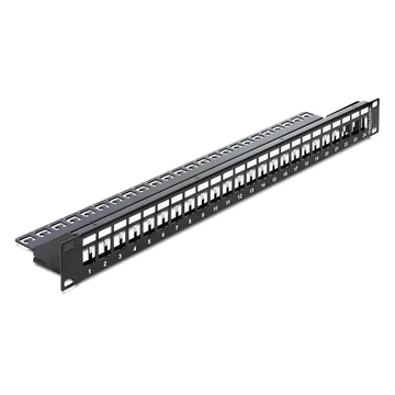 Delock 19"-s 24 portos Keystone patchpanel tehermentesítővel