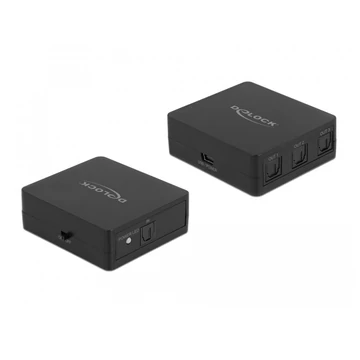 Delock S/PDIF TOSLINK kapcsolat 1 bemenettel és 3 kimenettel USB tápellátással