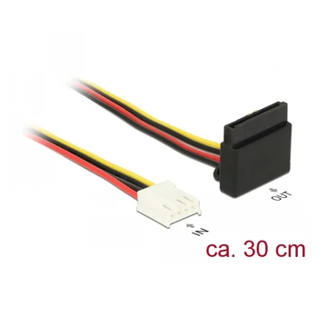 Delock Tápkábel, 4 tűs Floppy-csatlakozóhüvely > 15 tűs SATA-csatlakozóhüvely, fém, 30 cm